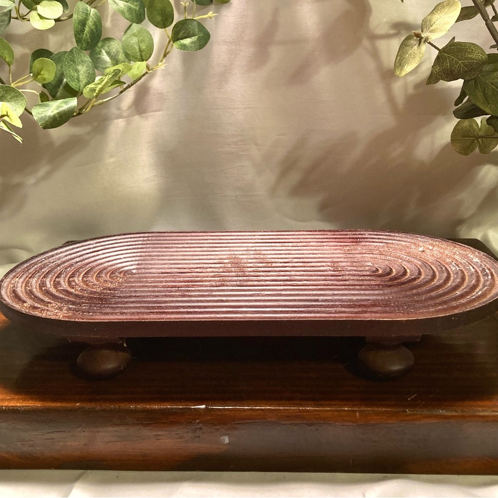 Rustic, Spiral-Patterned Wooden Stand
